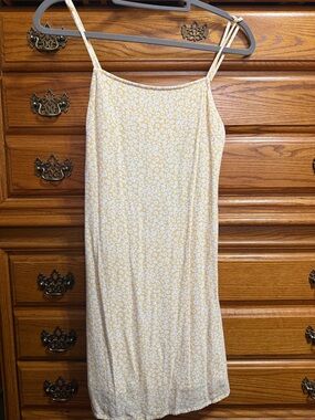 American Eagle Outfitters Pale Yellow Floral Spaghetti Strap Mini Dress